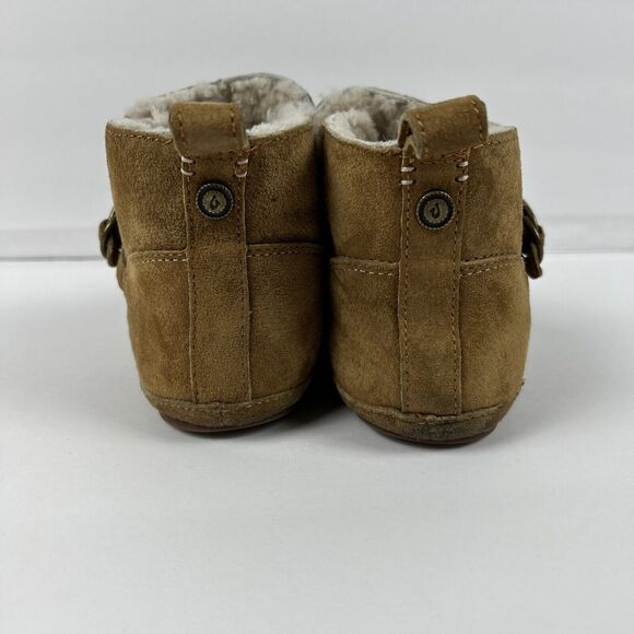 OluKai Womens Sz 7 Ola Hou Shearling Tan Suede Ankle Boot Slipper Slip On Warm - Picture 4 of 14